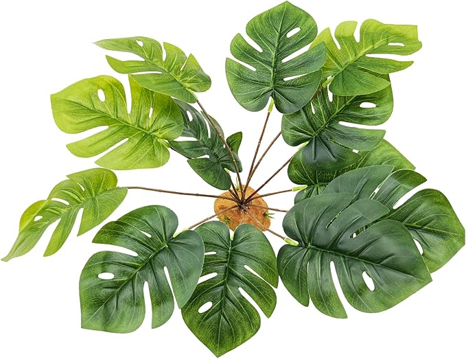 Woyrise Reptile Artificial Plants Terrarium Decor, Amphibian Habitat Hideout Bearded Dragon Tank Decorations fit Crested Gecko Leopard Lizard Chameleon Ball Python Snake Frog - Tall Monstera Woyrise