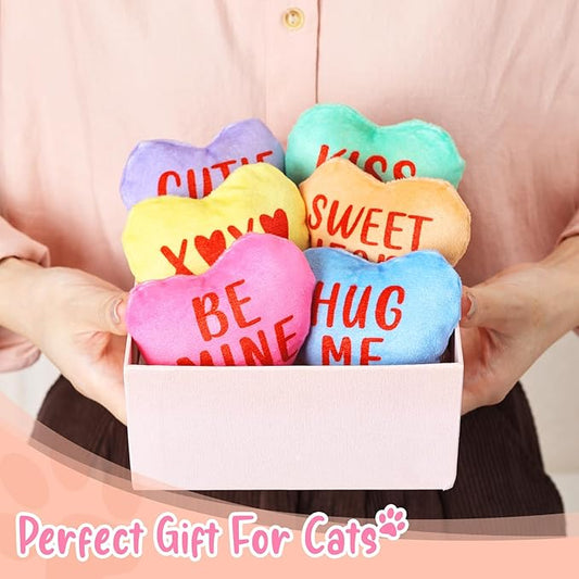 Valentines Cat Catnip Toys 6PCS Sweetheart Sayings Valentines Day Cat Toys Gifts for Indoor Cat Cute Funny Interactive Kitten Toys Boredom Relief Teeth Cleaning Chew Bite Kick Kitty Toys - PAWPICO