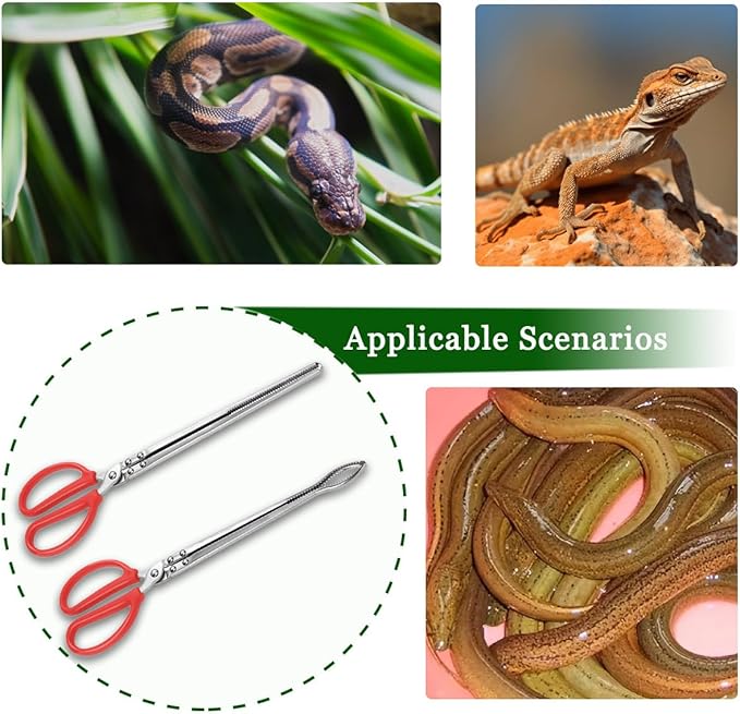 2pcs Snake Feeding Tongs, 15 inch Snake Hook Snake Grabber Tool Snake Stick Reptile Tongs for Bearded Dragon Snake Reptile Gecko Tank Accessories Terrarium Supplies TUICARE