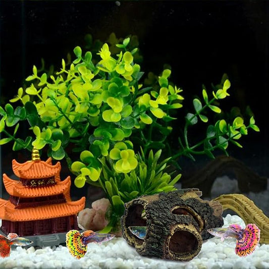 DOMICA Aquarium Decorations for Small Fish, Betta, Reptile Hide, Resin Ornaments for 3 to 10 Gallon Fish Tank, Reptiles & Amphibians Habitat Decor Accessories DOMICA