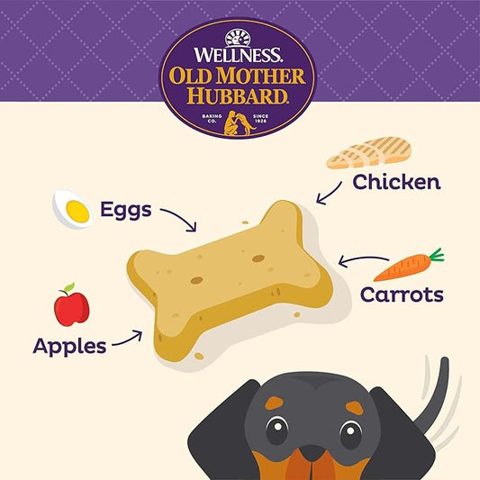 Wellness Old Mother Hubbard Classic Chick'N'Apples Natural Dog Treats, Crunchy Oven-Baked Biscuits, Ideal for Training, Mini Size, 20 ounce bag - PAWPICO