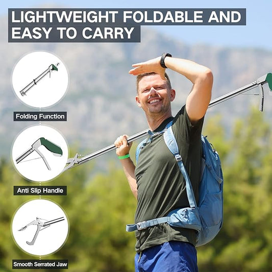 60“ Snake Tongs Collapsible Grabber, Professional Reptile Snake Catcher Wide Jaw Handling Tool, Stainless Steel Snake Hook GYORGKSHI