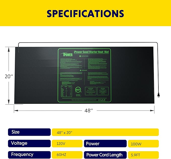 iPower Seedling Heat Mat Heating Pad 48"x20" with Digital Thermostat Combo Set, Waterproof for Indoor Seed Starting and Plant Germination iPower
