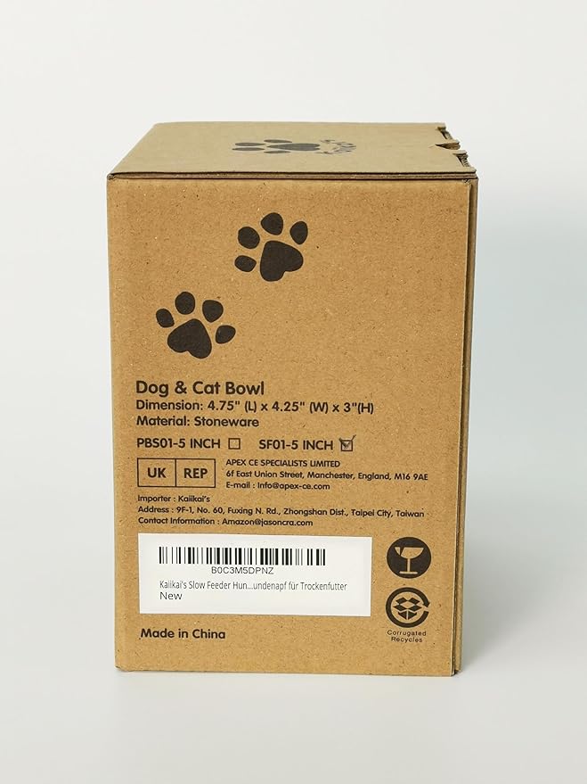 Kaiikai’s Slow Feeder Dog Bowls and Cat Food Bowl 13 oz Ceramic Dog Water Bowl Elevated Slow Feeder Dog Food Bowls Slow Feeder Cat Bowl Small Dog Slow Feeder Bowl for Dry and Wet Food Puppy Supplies - PAWPICO