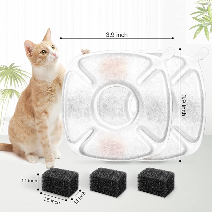 28 Pcs Cat Water Fountain Replacement Filters-14 Pack Water Fountain Filters 14 Pack Pre-Filter Sponges, Pet fountain replacement filters Fit for 95oz/2.8L Cat Pet Fountain - PAWPICO