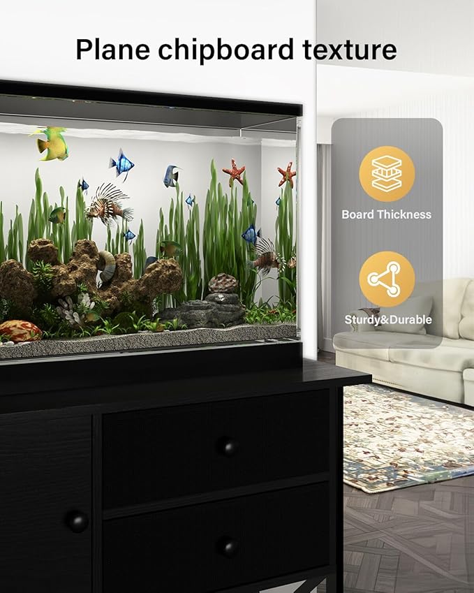 Fish Tank Stand 40 Gallon: Sturdy Aquarium Stand with Accessories Storage - Metal Tank Stands Table for 40-50 Gallon Reptile Breeder Turtle Terrarium - 36.6"x18.8" Weight Capacity 660 lbs FILKO