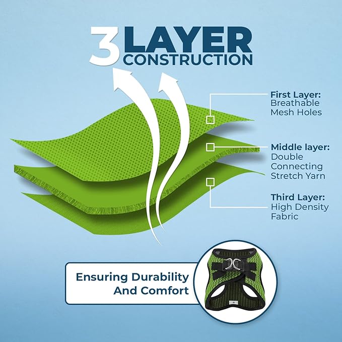 Voyager Step-in Air Dog Harness - All Weather Mesh, Reflective, No Pull Harness for Small, Medium Dogs, Cats - Secure with Hook & Loop Fastener, Buckle, Double D-Rings - Lime Green 2-Tone, S BestPetSuppliesLLC