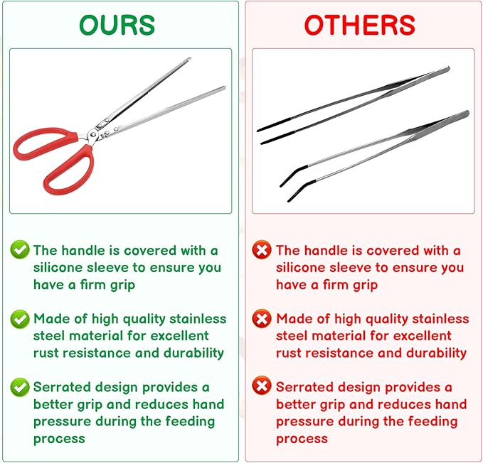 2 Pcs Snake Feeding Tongs, Snake Hook Snake Grabber Tool Snake Stick Reptile Tongs for Ball Python Tank Accessories Snake Tank Accessories(15in) XLSXEXCL