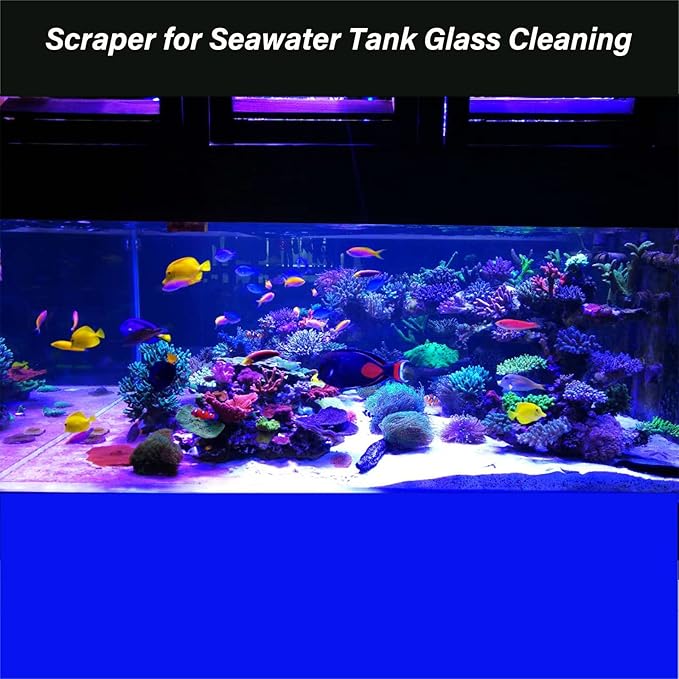 Algae Scraper for Glass Aquarium, Long Handle Fish Tank Algae Scraper with 10 Blades, Essential Aquarium Cleaning Tool. PAWPICO