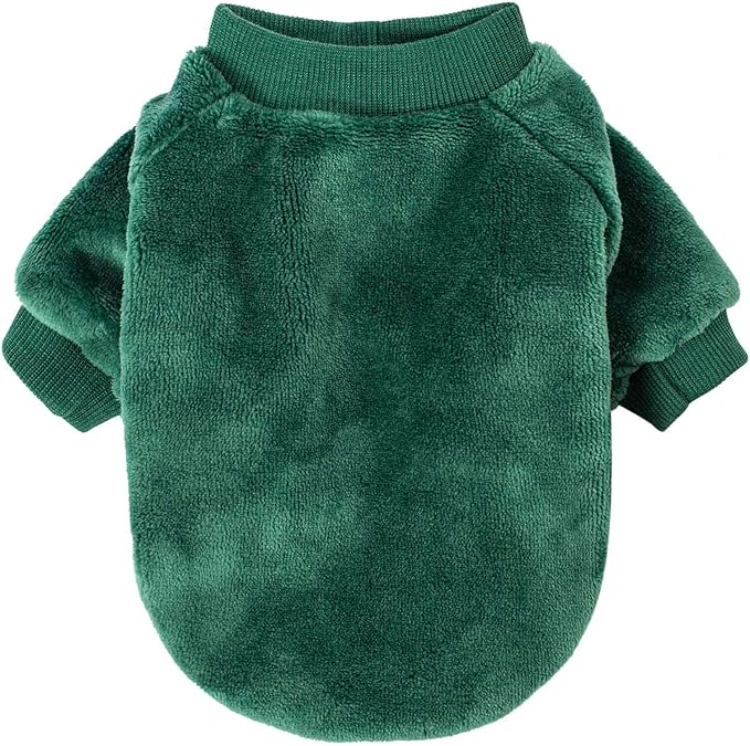 FabriCastle Small Dog Sweaters Christmas Clothes Coat for Dogs Girl or Boy Cozy Puppy Yorkie Pet Winter Clothes Jacket Plush Apparel for Cat (X-Small, Dark red,Dark Green) - PAWPICO