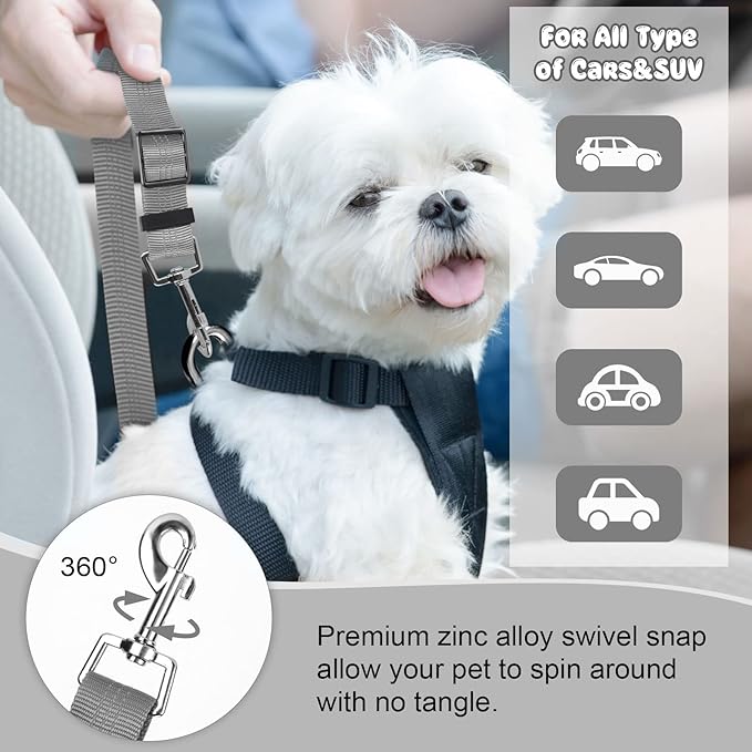 BWOGUE 2 Packs Dog Cat Safety Seat Belt Strap Car Headrest Restraint Adjustable Nylon Fabric Dog Restraints Vehicle Seatbelts Harness BWOGUEPetHome