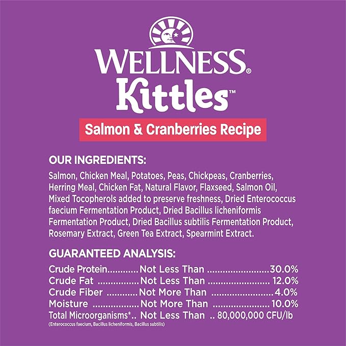 Wellness Kittles Crunchy Natural Grain Free Cat Treats, Salmon & Cranberry, 2-Ounce Bag (Pack of 2) WellnessNaturalPetFood