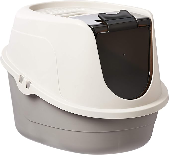Amazon Basics No-Mess Hooded Enclosed Cat Litter Box, Large, Multicolor, 24 in x 18 in x 17 in - PAWPICO