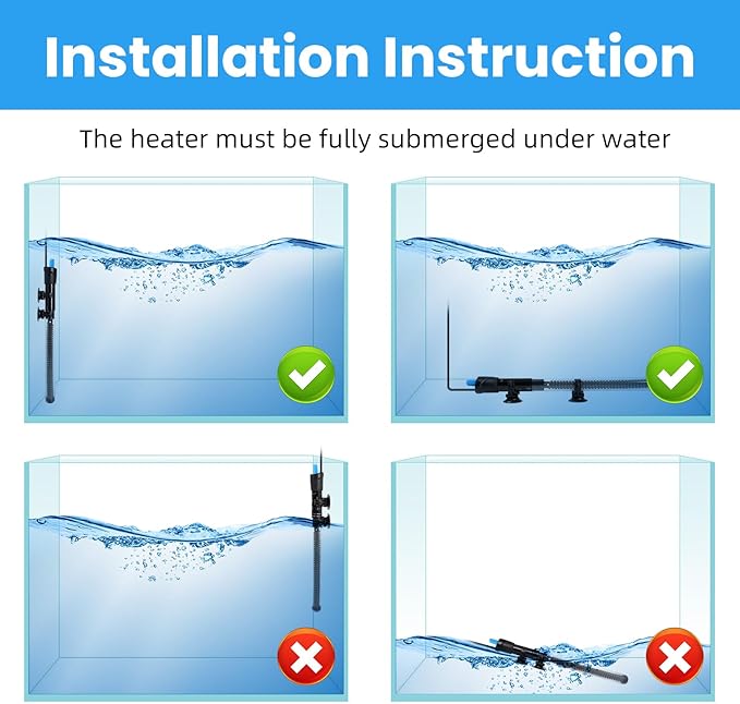 AQUANEAT Aquarium Heater, 300W Fish Tank Heater, Adjustable Submersible Water Thermostat with Thermometer Aquaneat