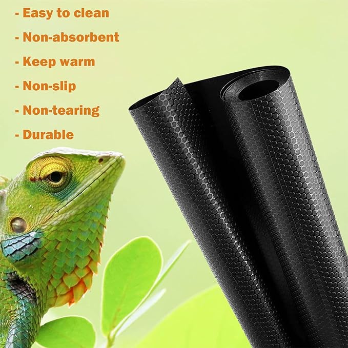 Bearded Dragon Tank Accessories, Non-Adhesive Reptile Carpet Bedding Substrate for Terrarium, Reptile Mat Terrarium Liner Tank Flooring for Leopard Gecko, Snake, Lizard and Tortoise, 18x80 in XIEHUZA