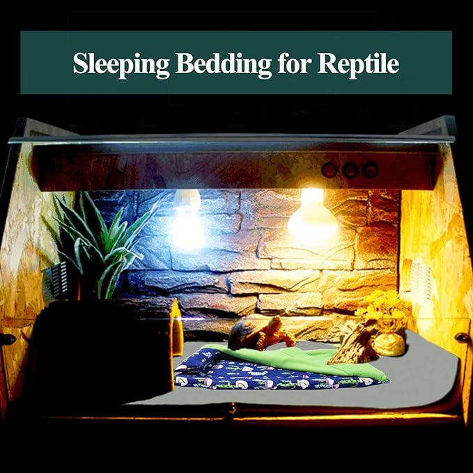 Bearded Dragon Tank Accessories, Reptile Bedding Hammock Soft Fabric Warm Sleeping Pillow with Cover Substrate for Bearded Dragon Leopard Gecko Lizard Mechpia