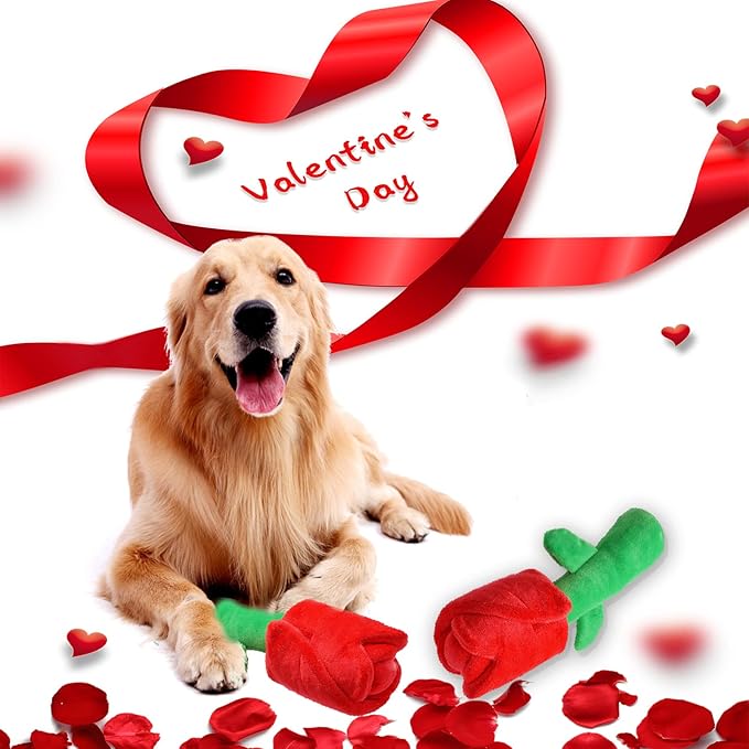 Rose Puzzle Dog Toy, Valentine's Day & Christmas Gift, Squeaky Crinkle Enrichment Snuffle Mat, for Small Medium Large Dogs & Puppies - PAWPICO