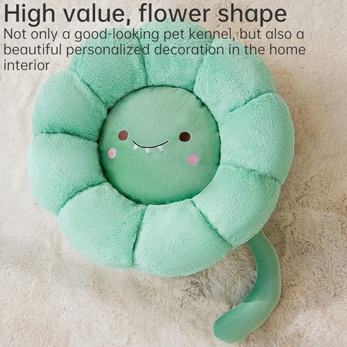 Cat Nest Flower Shape Cat Sofa Bed Cute and Comfortable Pet Cat House Thickened Non-Slip Soft Pet Bed Suitable for Small Cats and Dogs (S,Green) - PAWPICO