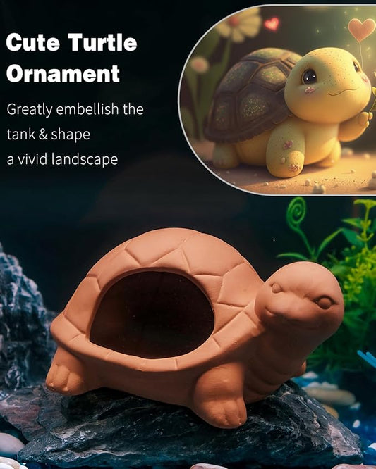 Uniclife Aquarium Turtle Ornament Fish Tank Decoration Ceramic Turtle Animal Hut for Fish Tank Landscape Aquarium Hideout Hideaway Spawning Cave Decor for Shrimp Betta Goldfish and Reptiles UnicLife