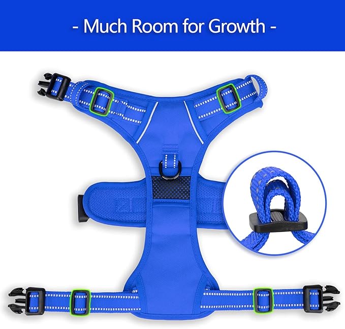 PoyPet No Pull Dog Harness, No Choke Reflective Dog Vest, Adjustable Pet Harnesses with Easy Control Padded Handle for Small Medium Large Dogs(Royal Blue,L) PoyPet