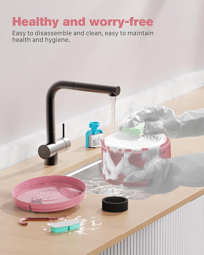 Pink Cat Water Fountain:with 6 Carbon Filters + 3 Sponge Filters - BEMOONY 108oz/3.2L Pet Water Fountain - Water Fountains Indoor Quiet Water Pump - Faucet Cat Fountain Suitable for Cats and Dogs - PAWPICO