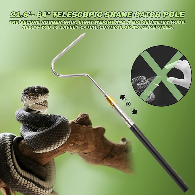 Yorikyas 64 inch Snake Catcher Hook Stick Tongs Grabber Handling Tool Kit for Rattlesnakes Python Copperhead Removal Yorikyas