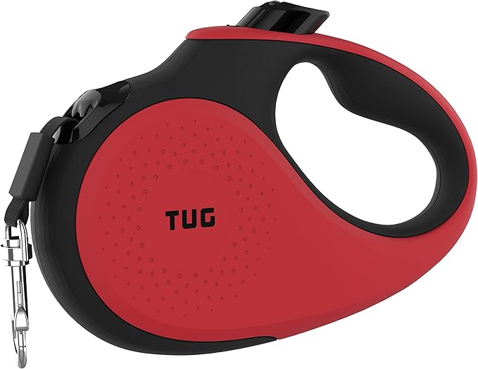 TUG XL 360° Tangle-Free Retractable Dog Leash with Anti-Slip Handle | 26 ft Strong Nylon Tape | One-Handed Brake, Pause, Lock (Extra Large, Red) TUG