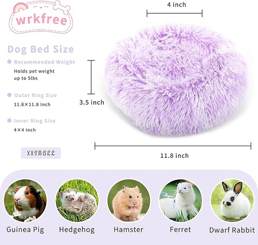 Bunny Bed Rabbit Hideout Large Soft & Comfortable Small Animal Bedding Cozy Bed Mat Warm Hideaway Cage Accessories for Guinea Pig White and Purple - PAWPICO