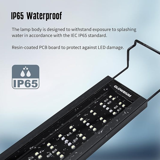 GLOWRIUM 2025 New Upgrade Aquarium Light,Waterproof IP65,LED Fish Tank Light, Full Spectrum Freshwater Aquarium Light,Daylight/Moonlight Mode,Fish Tank Light with auto-on/Off Timer Size (48-53in) GLOWRIUM