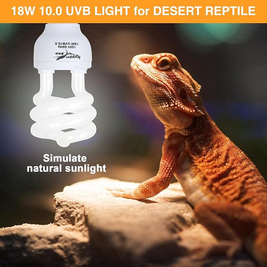 UVB Bulb for Reptiles, 10.0 18W UVA UVB Reptile Light Bulb, UVB Light for Desert Reptiles, Reptile Light Bulb for Common Bearded Dragon, Ponoga Barbata, Red-Eared Slider,Russian Tortoise PAWPICO