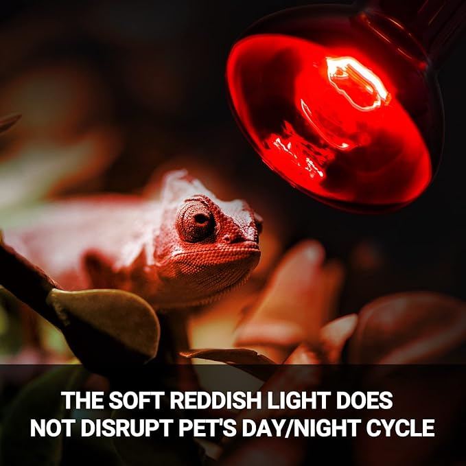 REPTIZOO 75W Reptile Heat Lamp Bulb 2PCS Infrared Heat Emitter Red Heat Lamp for Reptile Amphibian, Infrared Basking Spot Light Bulb REPTIZOO