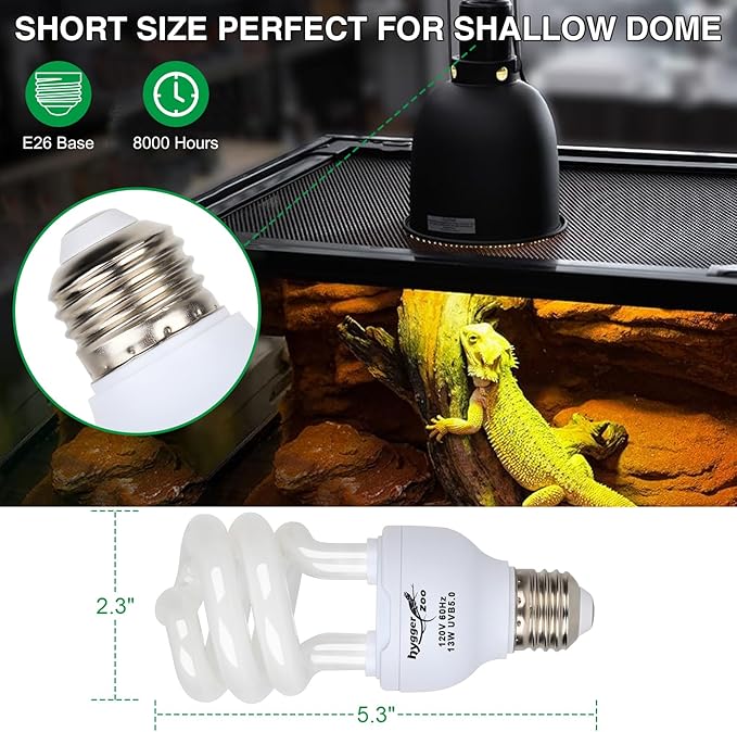UVB Bulb for Reptiles, 5.0 13W UVA UVB Light Reptile Light Bulb, UVB Light for Rainforest Reptiles, Reptile Light Bulb for Crowned Chameleon, Green Lguana, Tree Frog, Ball Python PAWPICO