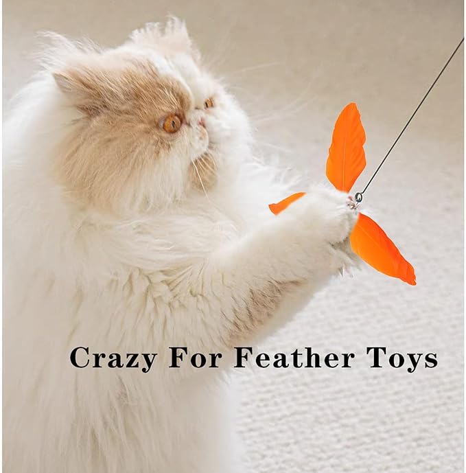 Cat Toys for Wand Cat Feather Toys Replacement 7pcs Cat Wand Attachments Interactive Cat Toys for Indoor Cats Suitable for Cat Stick Toy Suitable for Cats - PAWPICO