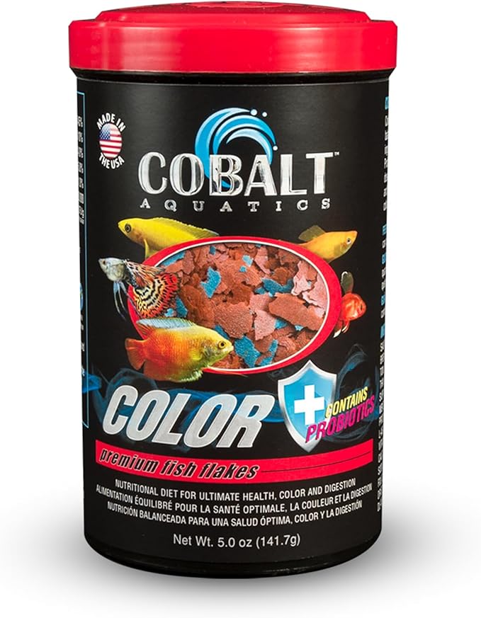 Cobalt Aquatics Color Enhancing Blue Flakes with Probiotics 5 oz - Ideal for All Tropical Fish - Enhances Health &Colors - Perfect for Fish Aquariums COBALTAQUATICS
