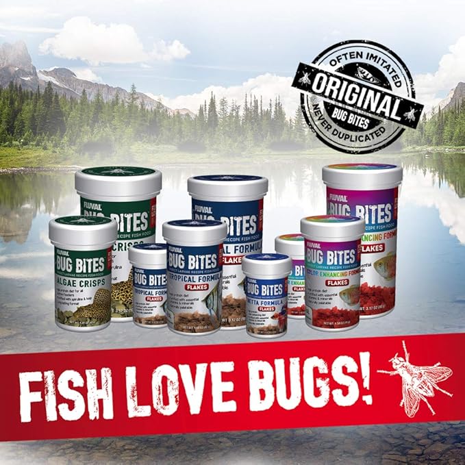 Fluval Bug Bites Goldfish Fish Food, Flakes for Small to Medium Sized Fish, 3.17 oz., A7340, Brown Fluval