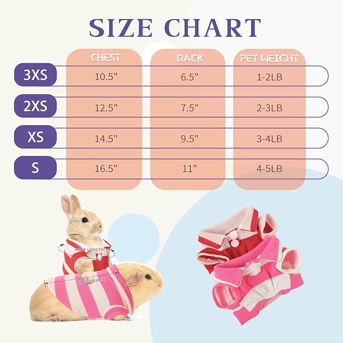 2 Pack Guinea Pig Clothes Rabbit Summer T-Shirt Pet Costume Vest for Small Animal Kitten Ferret Chihuahua Puppy KAMABRIDAL