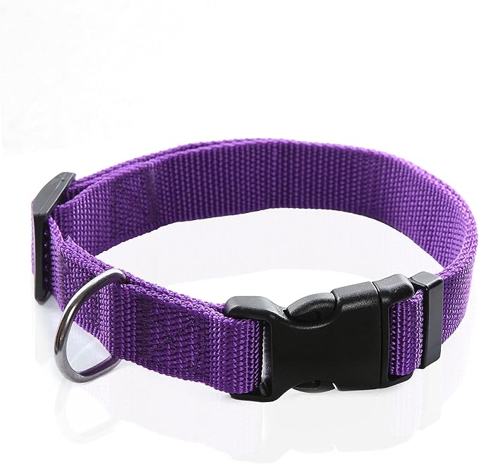 Adjustable Nylon Dog Collar, pet Collar 1 Inch 3/4 Inch 5/8 Inch Wide, for Large Medium Small Dogs (M(3/4" x 14-21"), Purple) TAIDA