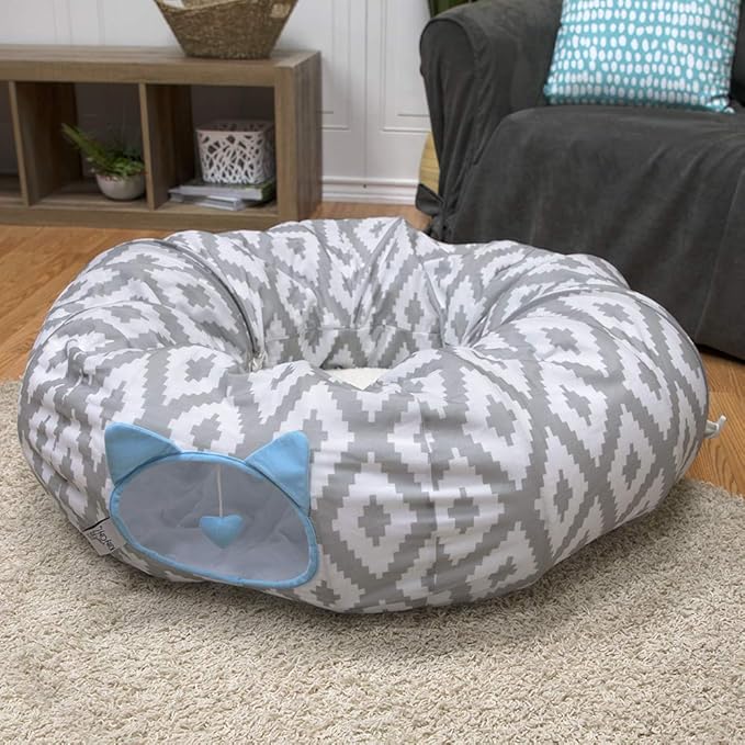 Kitty City Large Cat Tunnel Bed, Cat Bed, Pop Up Bed, Cat Toys, White - PAWPICO