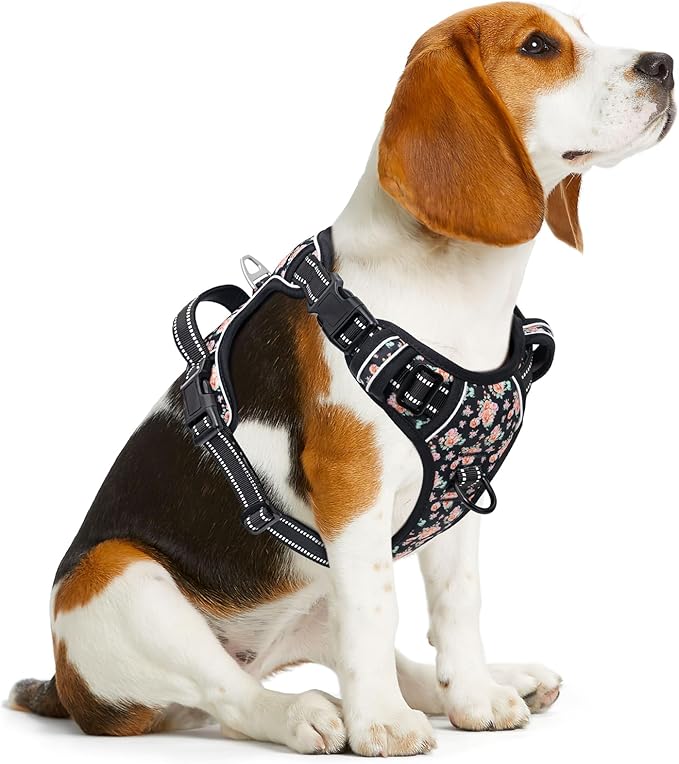 Timos Dog Harness, No-Pull Pet Harness with 2 Leash Clips, Adjustable Soft Padded Dog Vest, Reflective Outdoor Pet Oxford Vest with Easy Control Handle Timos