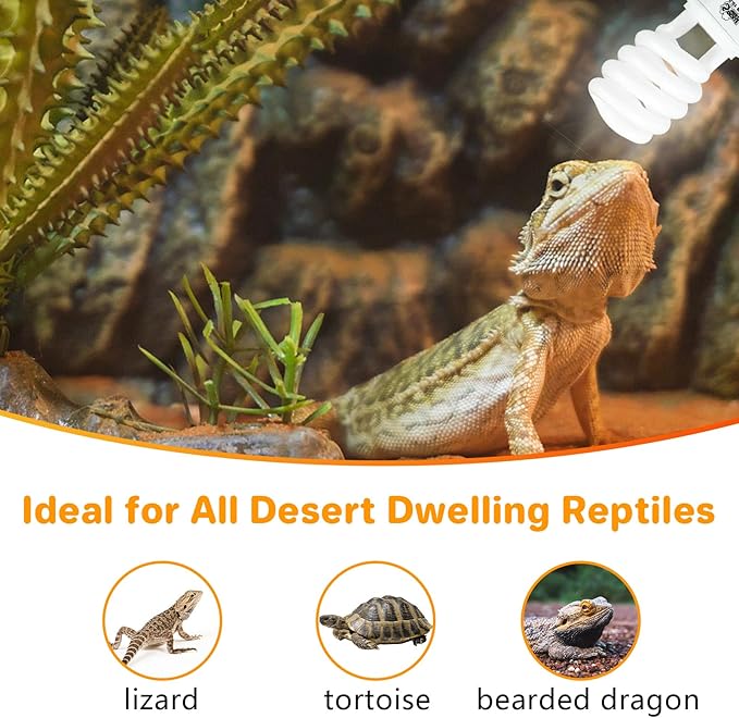 LUCKY HERP UVA UVB Reptile Light 10.0, Desert UVB 150 Compact Fluorescent Lamp, UVB Light for Reptiles 23W, UVA UVB Reptile Light Bulb, UVB Bulb for Reptiles Bearded Dragons Lizards Tortoises Snakes LUCKYHERP