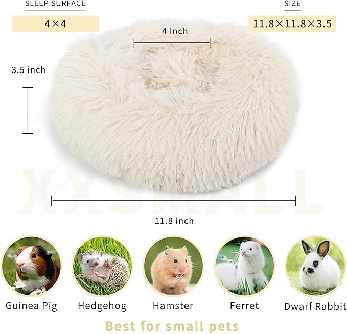 Guinea Pig Bed Hamster Bed Hedgehog Bed for Hamster/Hedgehog/Squirrel/Tortoise/Lizard and Other Small Animal 11.8 inch Beige - PAWPICO