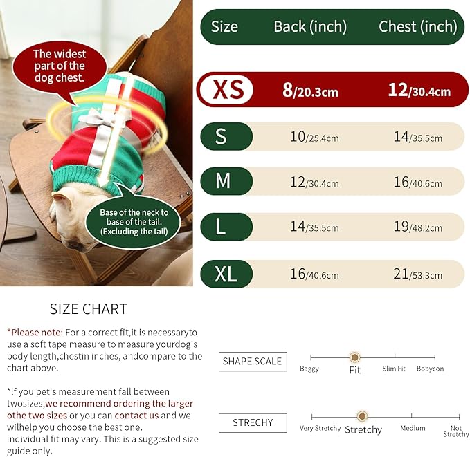 Dog Christmas Sweater for X-Small Size Dog - Puppy Gift Medium Warm Santa Clothes in Winter, Turtleneck Pullover Design for Boy Girl Pet, Doggies, Cat, Kitten Weiner Bulldog Beagles(XS, Xmas) - PAWPICO
