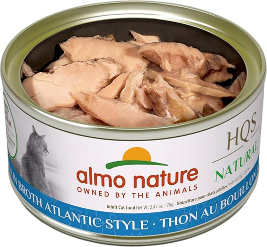 almo nature HQS Natural Tuna Atlantic Style, Grain Free, Additive Free, Adult Cat Canned Wet Food, Flaked - PAWPICO
