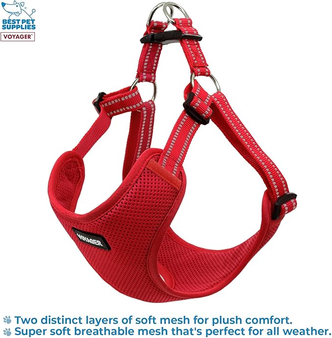 Best Pet Supplies Voyager Adjustable Dog Vest Harness Breathable No Pull Harness for Small, Medium, Large Dogs, Heavy Duty Harness for Walking, Jogging, Easy Step-in, Reflective Stripes - (Red), XS BestPetSuppliesLLC