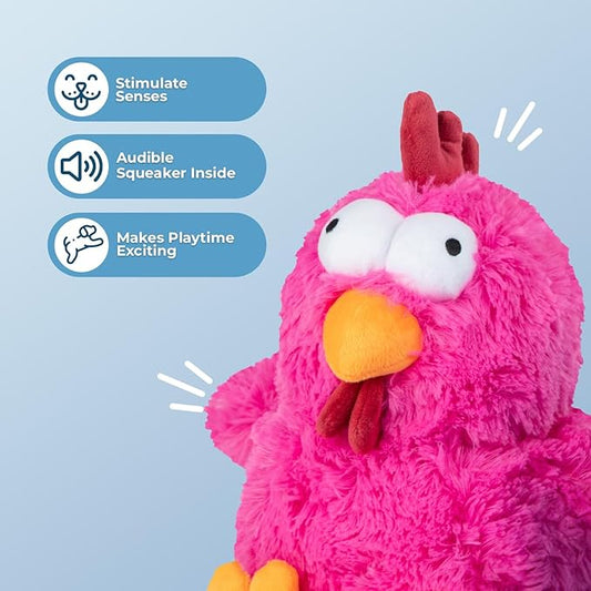 Best Pet Supplies Mrs. Cluck Interactive Squeaky Plush Toy for Small and Medium Breed Puppies or Dogs – Mrs. Cluck (Fuchsia) - PAWPICO