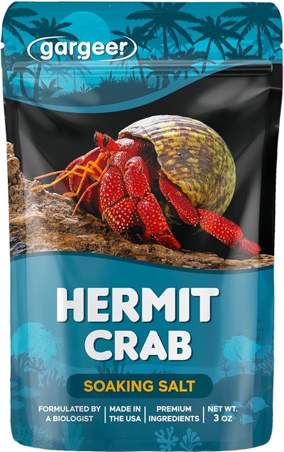 Hermit Crab Soaking Salt, Ocean-Like Environment, Includes Calcium and Trace Minerals, No additives or Harmful Ingredients. for Optimal Health and Well-Being. Made in The USA. Enjoy ! Gargeer