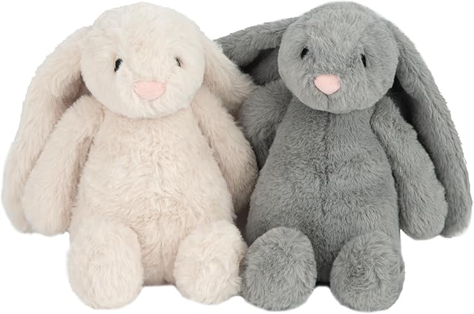 Best Pet Supplies Interactive Bunny Buddy Dog Toy with Crinkle and Squeaky Enrichment for Small and Medium Breed Puppies or Dogs, Cute and Plush - Bunny (Gray) - PAWPICO