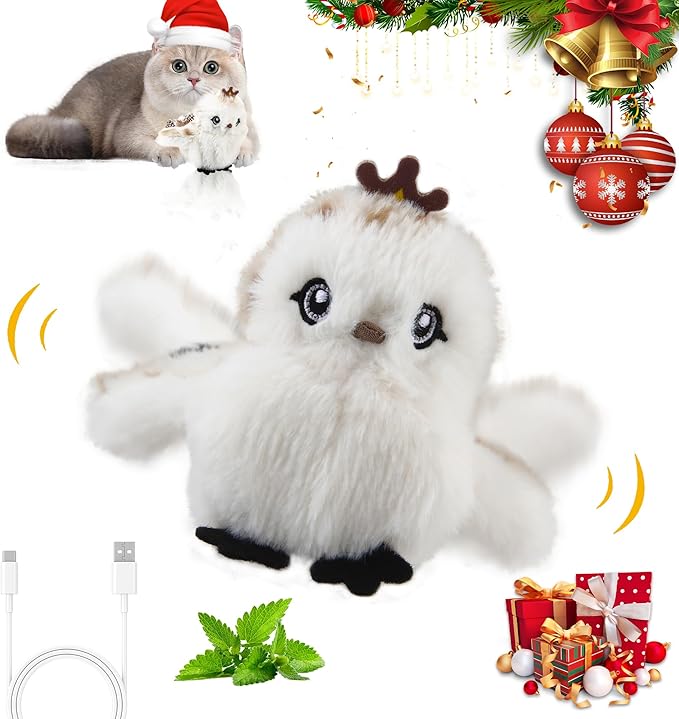 Gigwi Interactive Cat Toys for Indoor Cats, Flapping and Chirping Catnip Toys for Cat Exercise, Automatic Cat Toy with Beating Wings & Real Feather Tail, Rechargeable Cat Kicker Toy Prince - PAWPICO