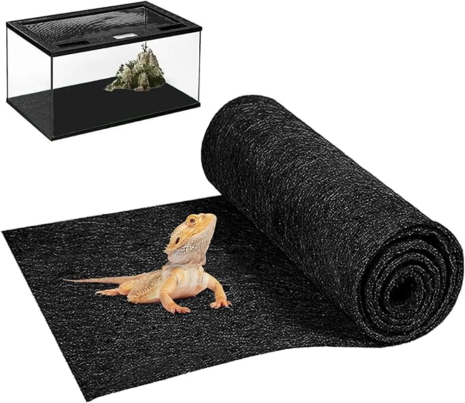 47" x 24" Large Reptile Carpet Terrarium Liner Bedding Reptile Substrate Mat Tank Accessories for Bearded Dragon Snake Lizard Tortoise Leopard Gecko (Black) Mechpia