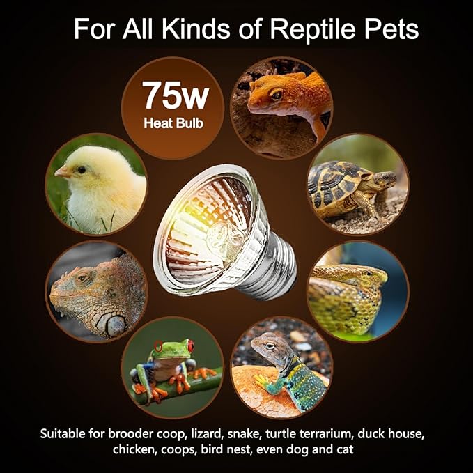 4-Pack 75W UVA UVB Bulbs, Fit E26 Heat Reptile Lamp, Light Turtle Heat Lamp for Reptiles and Amphibian Tanks, Terrariums and Cages, Works with Various Lamp Fixtures Lachesan
